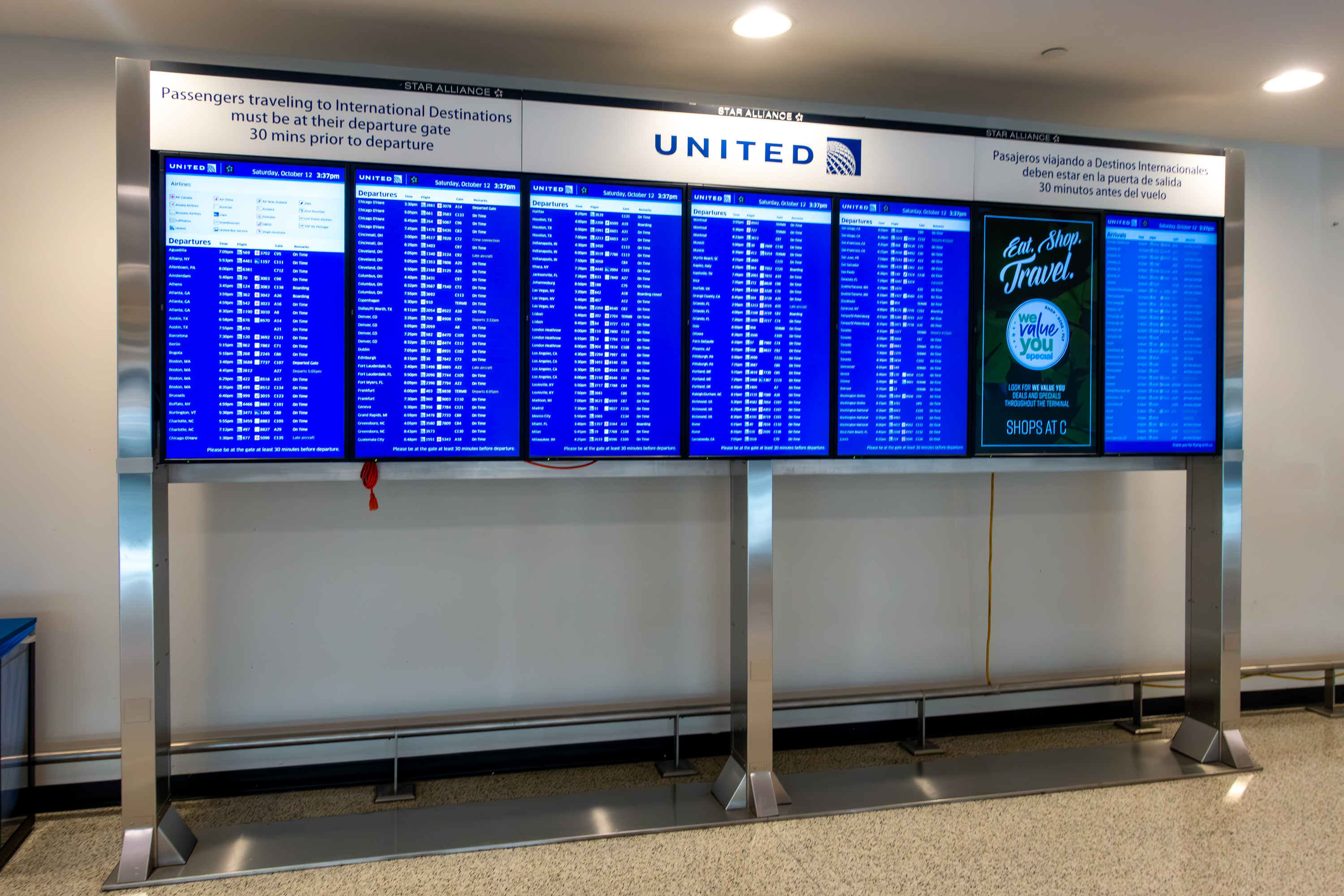 Digital Flight board at Newark Airport