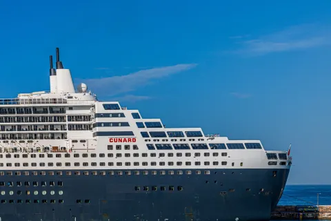 Cunard Ship in Port