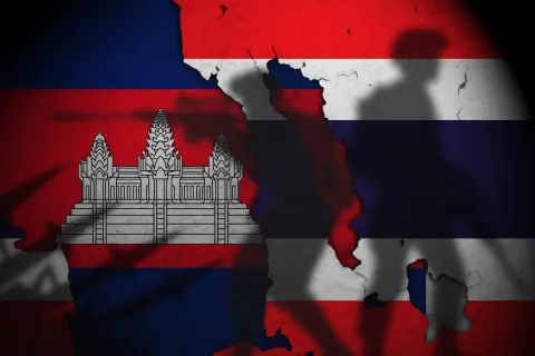 Flags of Thailand and Cambodia