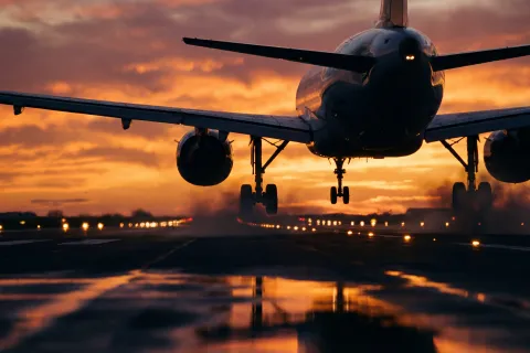 Landing Airliner Sunset