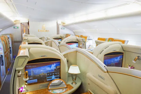 First Class on an Emirates Airbus A380.