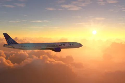 United flight sunset