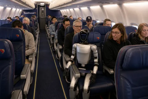 Robot on southwest airlines flight AI generated 