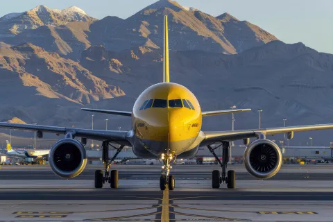 Spirit Airlines' Airbus A320neo at Las Vegas Airport.