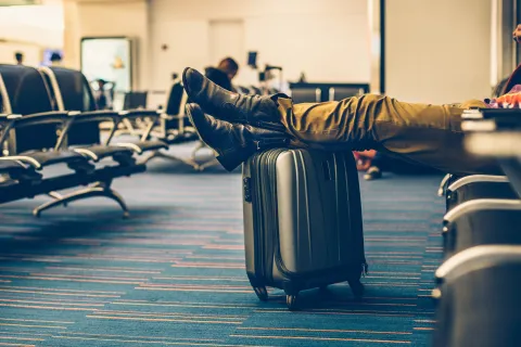 Carry on bag in airport terminal