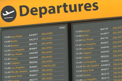 Airport Departure Board with delayed flights