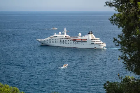 Star Pride luxury cruise ship operated by Windstar Cruises off the coast