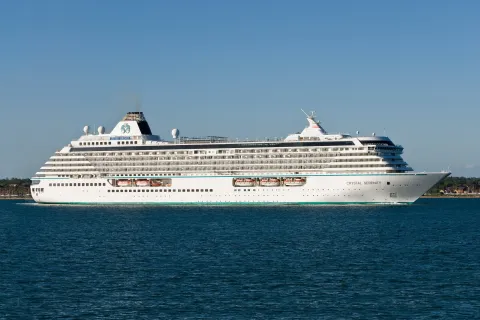 The crystal serenity passenger cruise liner leaving Southampton water