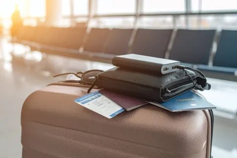 Powerbank on bag at airport