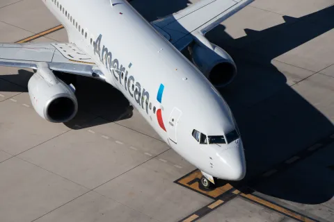 Aerial view of an American Airlines Boeing 737