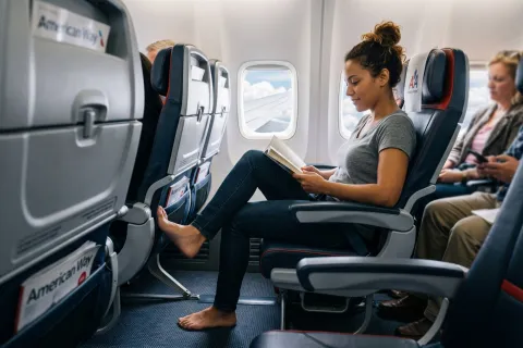 No shoes on an american airlines flight AI generated