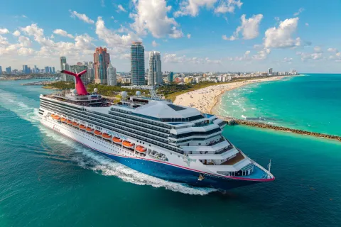 Carnival Sunrise cruise ship voyage. Cruise in summer vacation. Carnival cruise line. Cruise ship tour and travel at sea. 