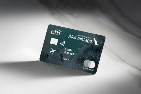 Citi AAdvantage Globe Mastercard credit card with American Airlines logo, displayed on a clean background.