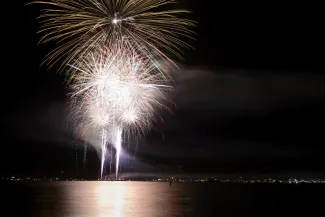 4th of July fire works over the lake.