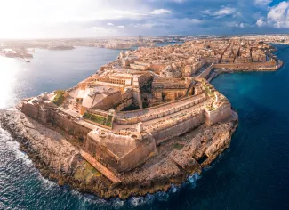 Fort St Elmo form above in Valletta, Malta.