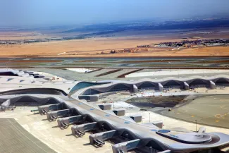 Abu Aerial view of International Airport Abu Dhabi. United Arab Emirates