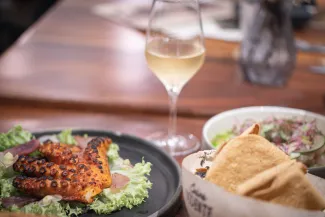 Grilled octopus, salad 