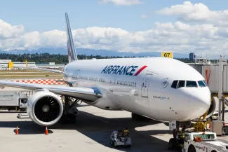 Air France plane being serviced on the tarmac 