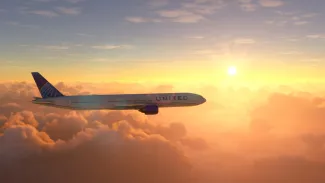 United flight sunset