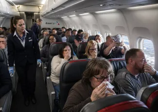 A smell takes over an american airlines cabin