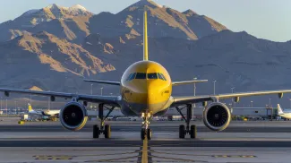 Spirit Airlines' Airbus A320neo at Las Vegas Airport.