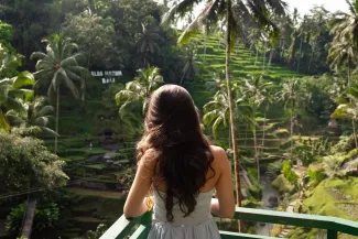Woman in Dress at Tegalalang Rice Terraces Ubud Bali