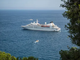 Star Pride luxury cruise ship operated by Windstar Cruises off the coast