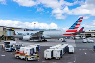 American Airlines Boeing 777-200 at a Gate at Honolulu's Daniel K Inouye International Airport Hawaii