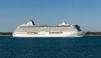 The crystal serenity passenger cruise liner leaving Southampton water