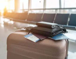 Powerbank on bag at airport