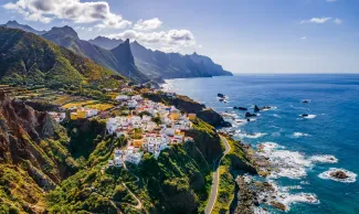 andscape with coastal village at Tenerife, Canary Islands, Spain