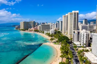 Waikiki Beach and Skyline Looking West