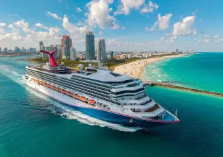 Carnival Sunrise cruise ship voyage. Cruise in summer vacation. Carnival cruise line. Cruise ship tour and travel at sea. 