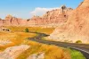 Scenic road across Badlands National Park, South Dakota, USA