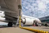 Refueling of airplane at airport. Ground service before flight