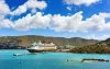 ST. THOMAS, US VIRGIN ISLANDS - March 27, 2019: Cruise ship Disney Fantasy docked at St Thomas, on sunny day.