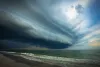 Imposing and dramatic storm clouds above a beach on Florida's Gulf Coast