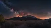 A stunning night sky reveals the Milky Way above the majestic mountains in Colorado at dusk