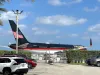 President Donald Trump's private jet on the Palm Beach International Airport tarmac in West Palm Beach, Florida, USA.