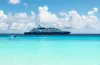 Luxury Cruise Ship Jacques Cartier of Ponant Cruises anchored at Assumption Island
