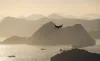 Airplane preparing to land on the Santos Dumont airport from Rio de Janeiro. 